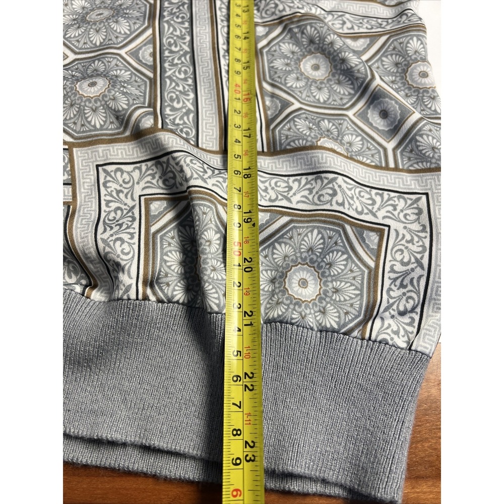 Ann Taylor Sweater Shirt Small‎ Womens Gray Geometric Flowered - Picture 6 of 10